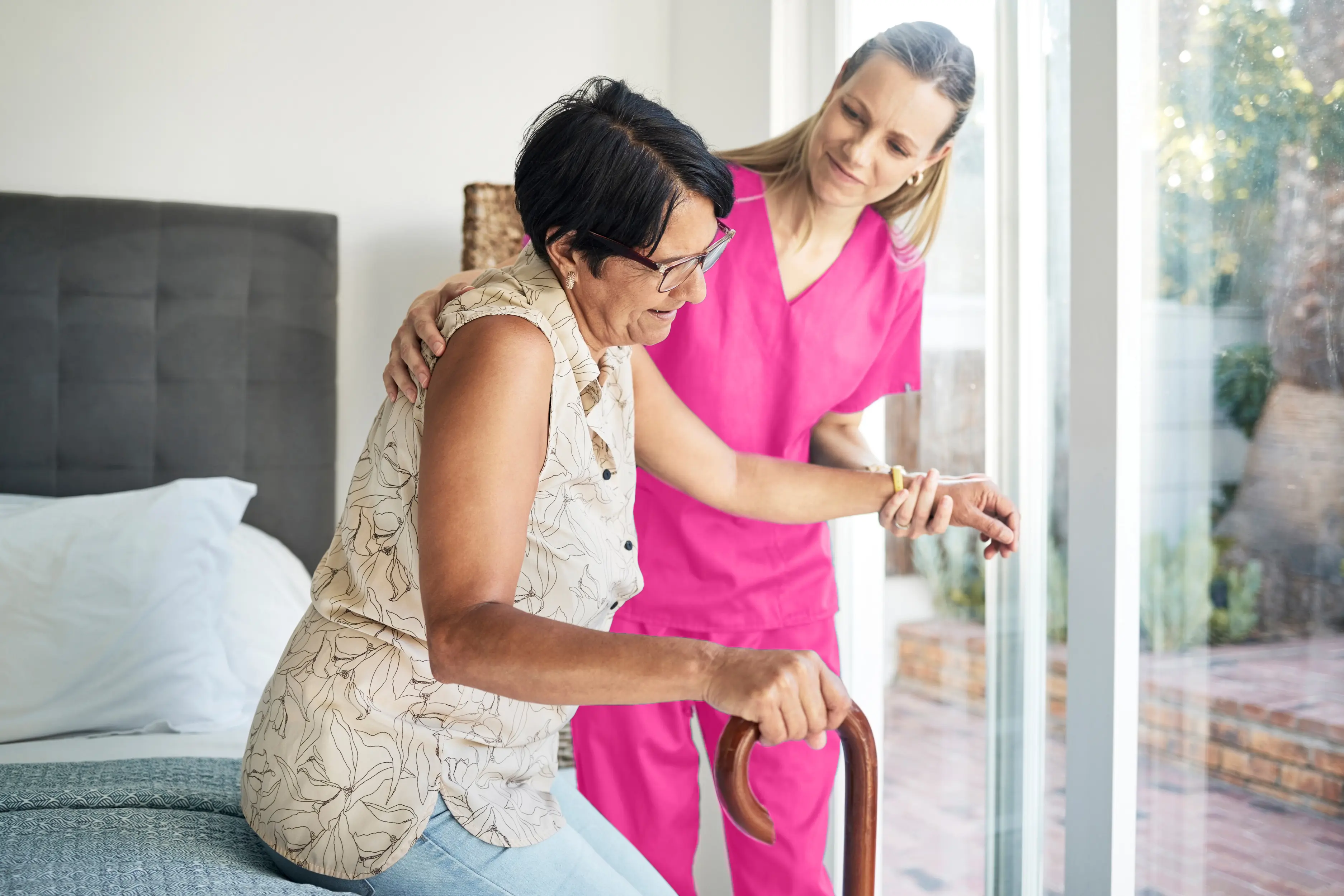 nurse helping patient