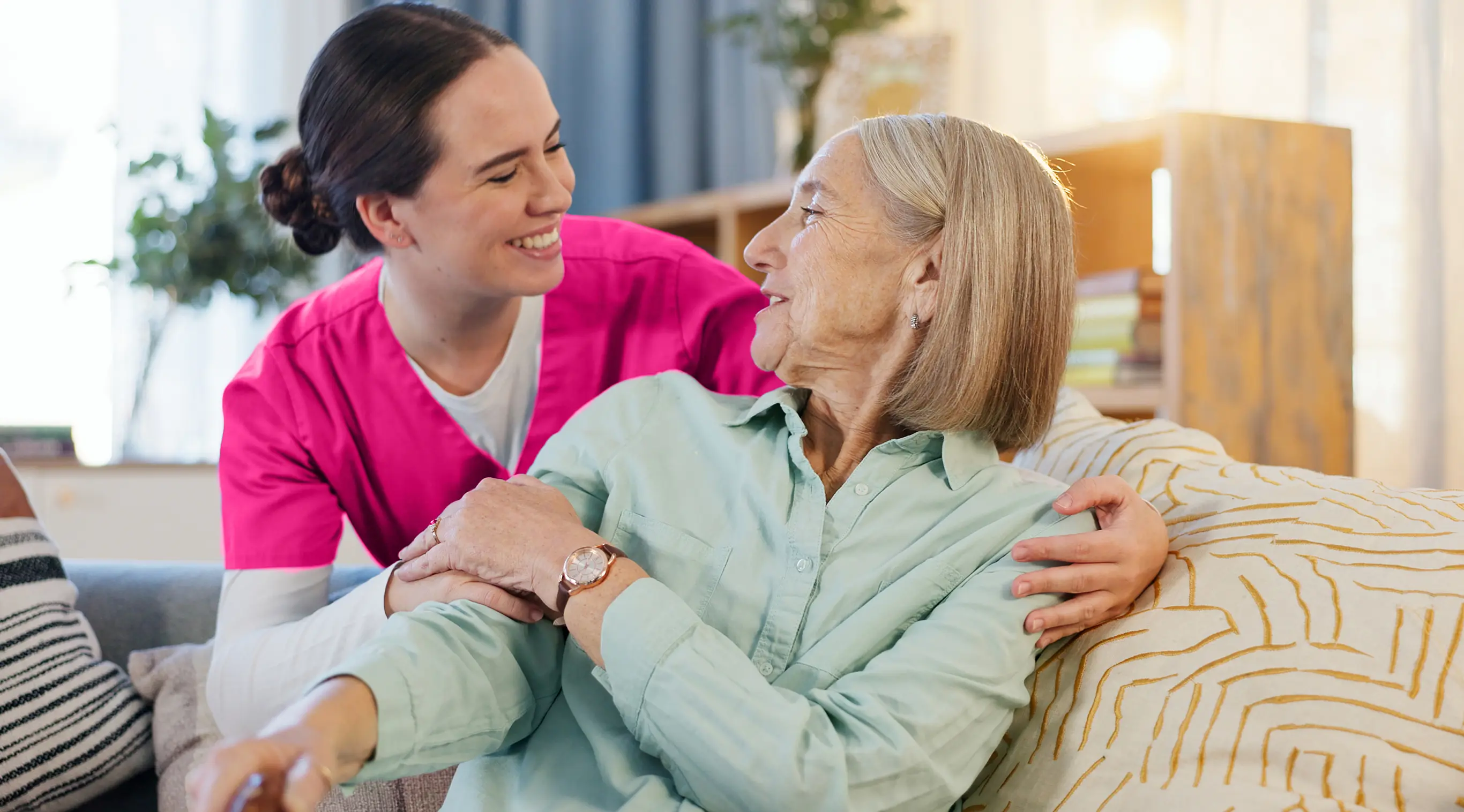 nurse hugging patient